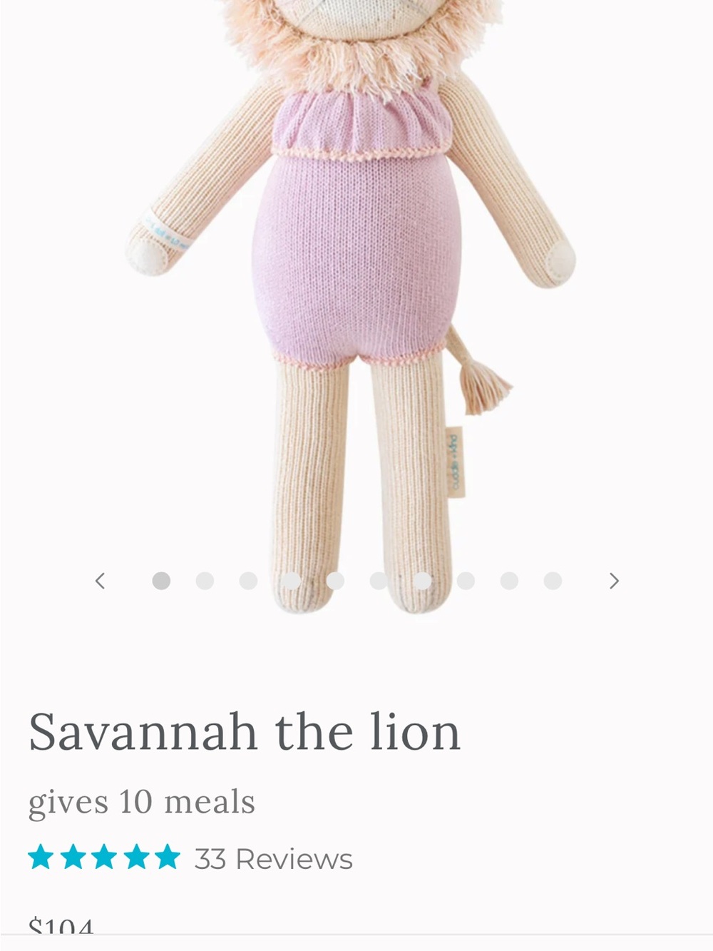 Cuddle aNd Kind Savanah the Lion 20 inch